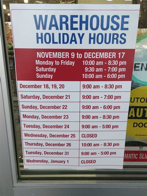 Costco holida hours - Find and select your local warehouse to see hours and upcoming holiday closures. ... Hours. Mon-Fri. 10:00AM - 08:30PM Sat. 09:30AM - 06:00PM Sun. 10:00AM - 06 ...